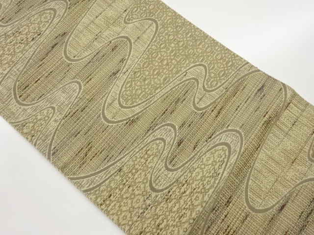 本場筑前博多流水に抽象模様織出し名古屋帯